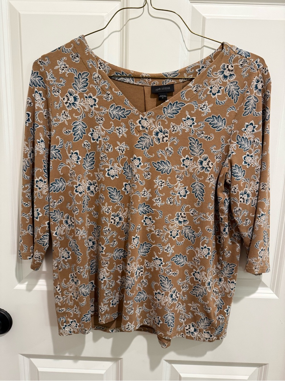 V-Neck Top in Tan by J. Jill